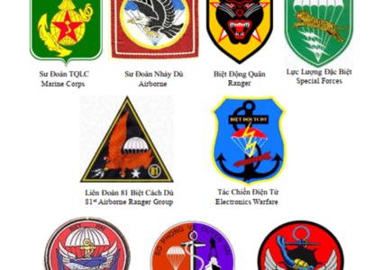A central archive preserving the insignia of the Army of the Republic of Vietnam (ARVN).